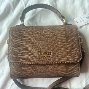 NWT Guess Chestnut Lyndi Mini Top Handle Flap Crossbody
